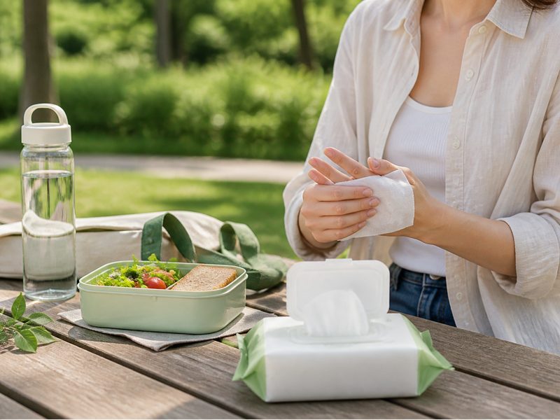 Outdoor Eco Care application scene for eco-friendly degradable wipes