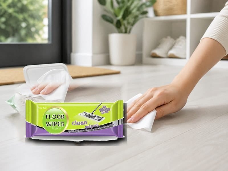 Cleaning a large household surface with wipes