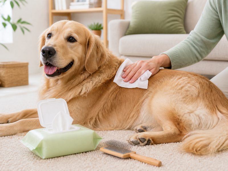 Coat & Hair Freshening application scene for pet wipes