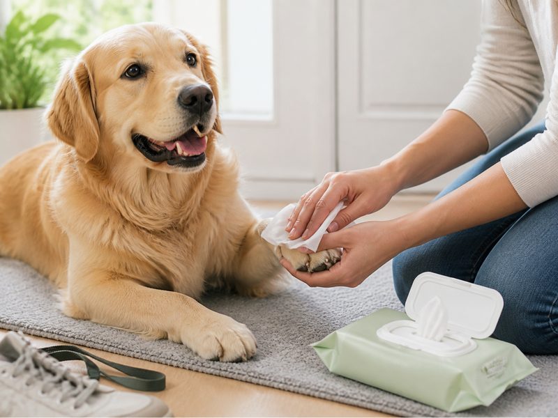 Paw Cleaning application scene for pet wipes