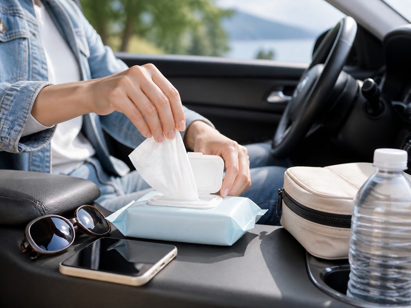 Road Trip Refresh application scene for travel & outdoor wipes